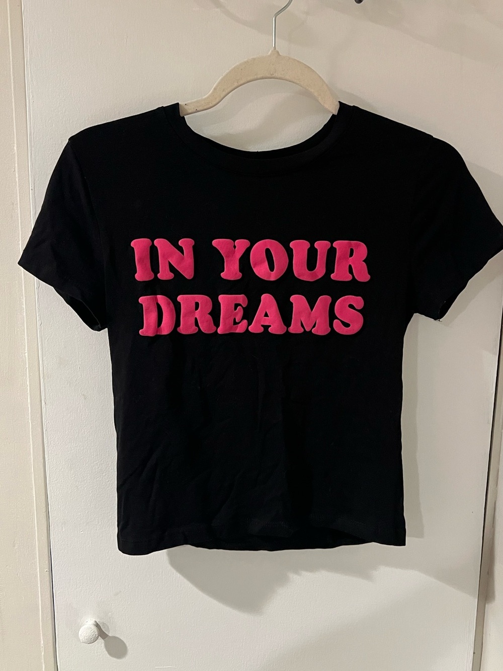 "IN YOUR DREAMS" Black Crop Top